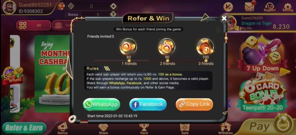 Referral And Share Rummy Yes Apk