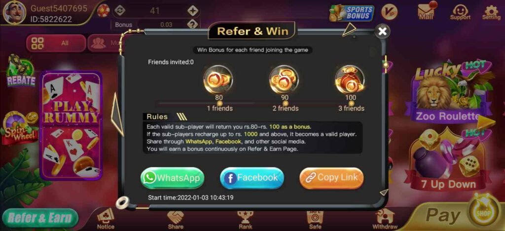 Rummy Mars Game Refer And Earn